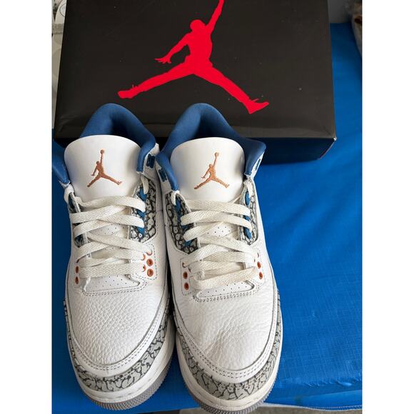 Jordan Shoes - Nike Air Jordan 3 Retro “Wizards” — Iconic White & Blue — Youth 5Y / Women’s 6.5